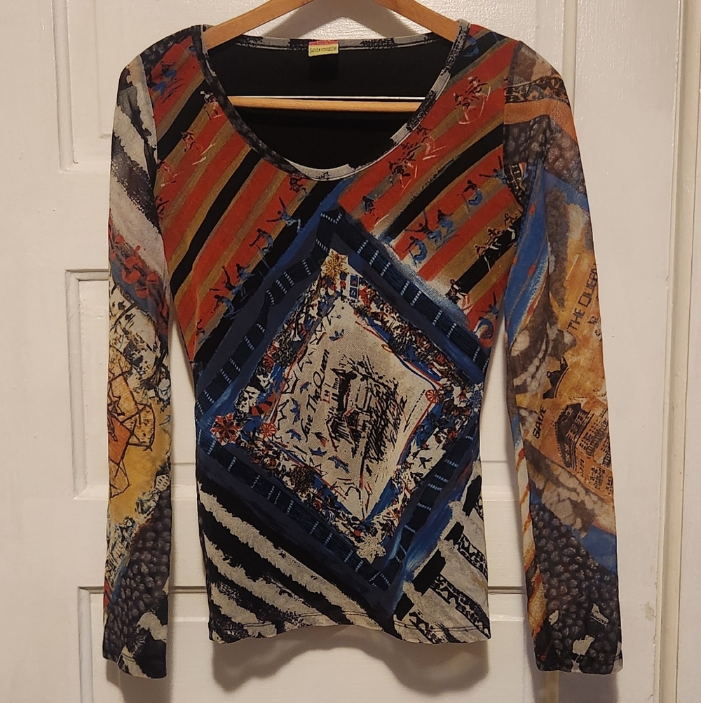 Y2K Save The Queen Multicolor Long Sleeve Top
